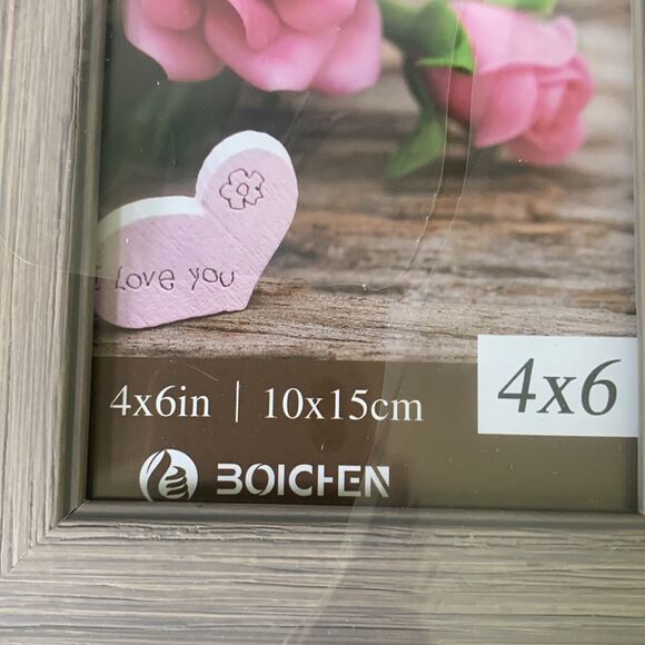 Set of 4 Rustic Wood Picture Frames – 4x6 Gray Brown Distressed Farmhouse Style - Picture 5 of 7